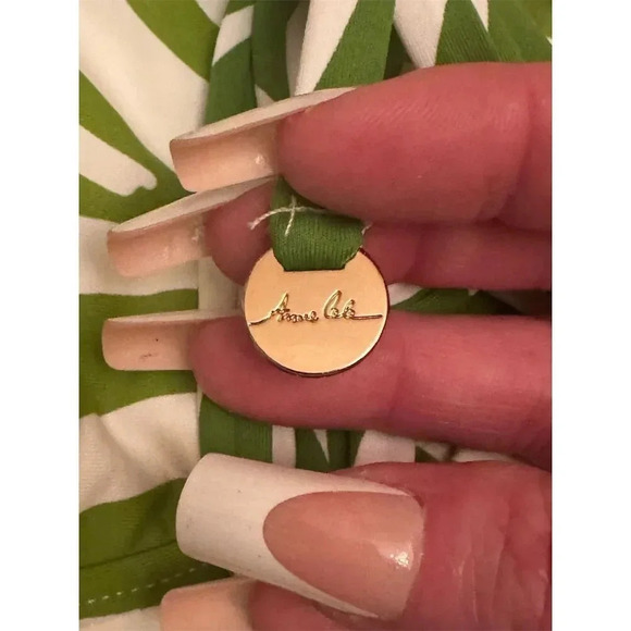 Anne Cole Women's Xs Green Animal Print High Neck Halter Swim Top - Picture 8 of 11